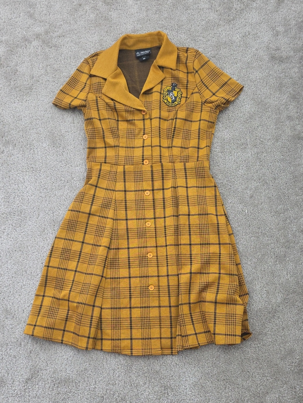Harry Potter universal studios hufflepuff Plaid Button-Front Dress